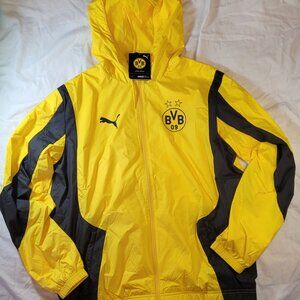 Borussia Dortmund Puma Men’s Pre-Match Jacket Yellow-Black Windbreaker Size M